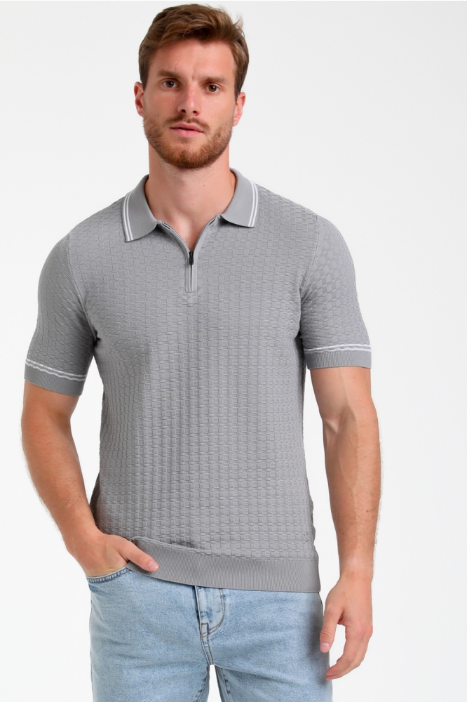 GESTRUCTUREERDE POLO 235525 605 grey melange
